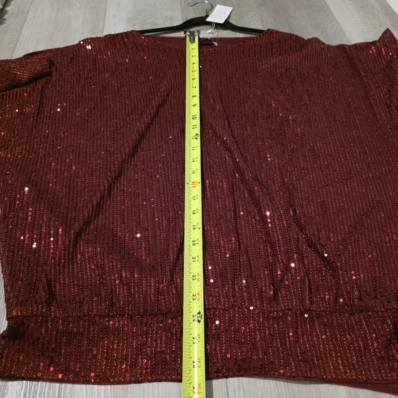 Elegant Red Sequin Blouse by Jostar - Picture 7 of 10